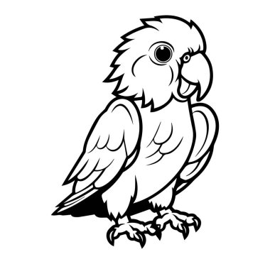 Renklendirme ve İllüstrasyon Kullanımı için Sevimli Çizgi Film Kuş Tasarımı