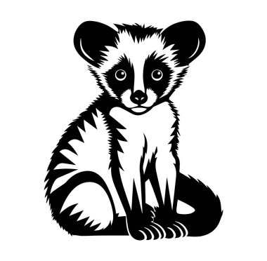 Sevimli Siyah ve Beyaz Bebek Oturan Şirin Tasarım