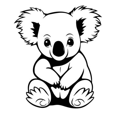 Basit Siyah ve Beyaz Tasarım 'da Şirin Koala Oturuyor