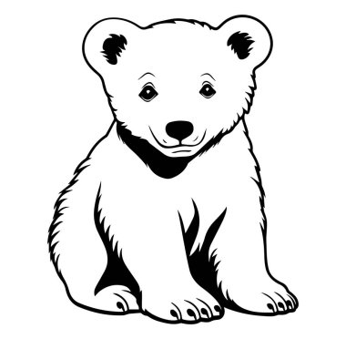 Siyah ve Beyaz Biçimli Şirin Bebek Ayı Çizimi