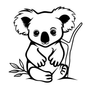 Şirin Koala Yaprak Resimli Bir Şubede Oturuyor