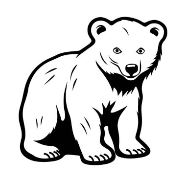 Yaratıcı Projeler İçin Siyah-Beyaz Şirin Ayı İllüstrasyonu