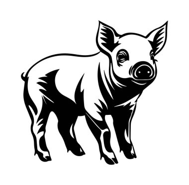 Siyah-Beyaz Sanat Tarzı Şirin Domuzcuk