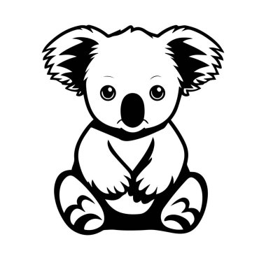 Siyah ve Beyaz Biçimli Şirin Koala İllüstrasyonu
