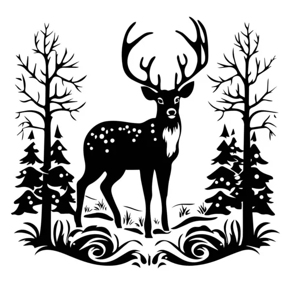 Kış Ormanı Sahne Tasarımında Zarif Geyik Silüeti