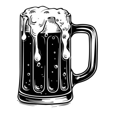 Beyaz Arkaplanda Köpüklü Bira Kupasının Klasik İllüstrasyonu