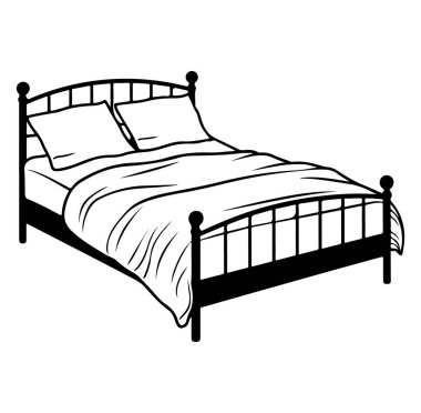 Yastık ve Battaniyeli Basit Minimalist Yatak Tasarımı