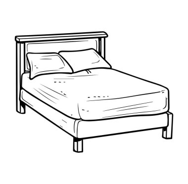 Yastıklı ve Yataklı Rahat Yatağın Basit Tasviri