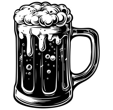 Klasik Bira Kupasının Siyah ve Beyaz İllüstrasyonu