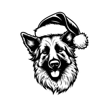 Tatil ve Kış Temaları için Santa Hat Köpek İllüstrasyonu