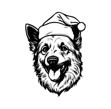 Bayram kutlamaları için Noel Şapkası Giyen Neşeli Köpek