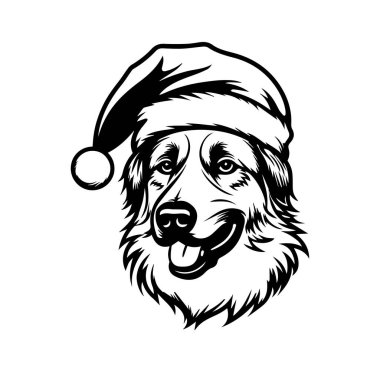 Noel Baba Şapkalı Neşeli Köpek Bayram kutlamaları için