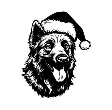 Tatil için Noel Şapkalı Kutlama Köpek Portresi