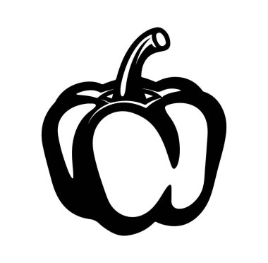 Bir Çan Biberi Sebzesinin Siyah ve Beyaz Çizimi