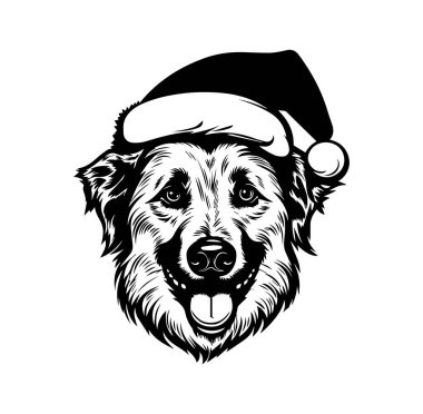 Noel Baba Şapkalı Şenlikli Köpek Portresi