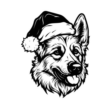 Holiday Cheer için Noel Baba Şapkası Giyen Büyüleyici Köpek