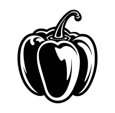 Bir Çan Biberi Sebzesinin Siyah ve Beyaz Çizimi