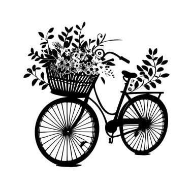 Çiçek Sepeti İllüstrasyon Tasarımı ile Klasik Bisiklet