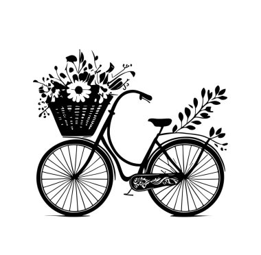 Çiçek Sepeti ve Sanatsal Elementlerle Eski Bisiklet