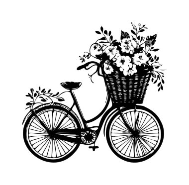 Çiçek Sepeti İllüstrasyon Tasarımı ile Klasik Bisiklet