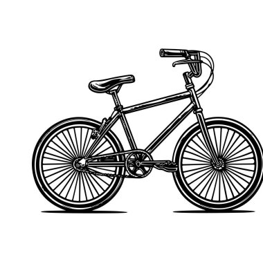 Beyaz Arkaplanda Siyah ve Beyaz Bisiklet Çizimi