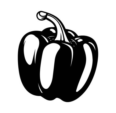 Taze Çan Biberinin Siyah ve Beyaz Çizimi