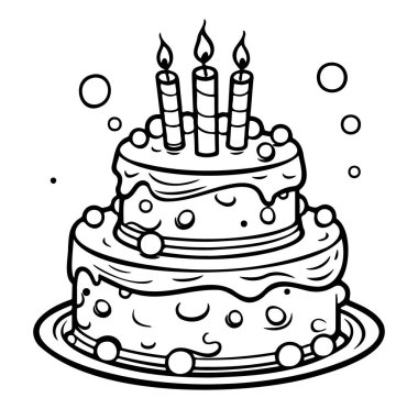 Mumlar ve Dekorasyonlarla Üç Katlı Doğum Günü Pastası