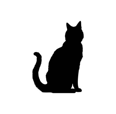 Profil Görünümünde Zarifçe Oturan Bir Kedinin Silueti