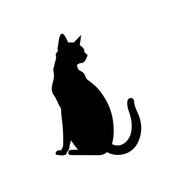 Yaratıcı Kullanım İçin Beyaz Arkaplanda Siyah Kedi Silueti