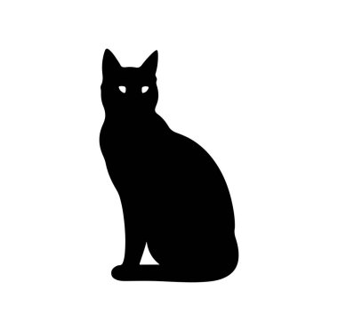 Siyah Kedi Silueti Beyazlara Karşı Profilde Oturuyor