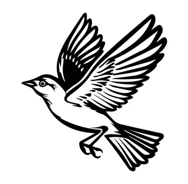 Geniş kanatlı zarif uçan kuş çizimi