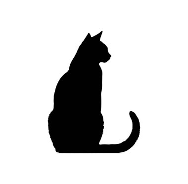 Bir Düz Arkaplana Karşı Profildeki Bir Kedinin Silueti