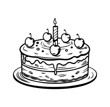 Mum ve kiraz süslemeli el yapımı doğum günü pastası