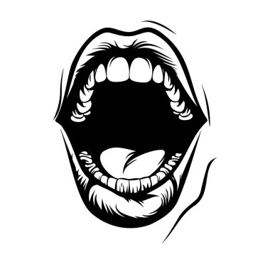 Dili Açık Ağız 'ın Siyah ve Beyaz Çizimi