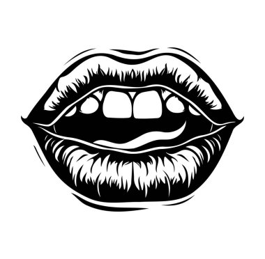 Siyah-beyaz kadın dudak tasarımı tasarımı.