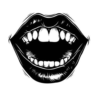 Açığa Çıkan Dişler ve Dudaklarla Açık Ağız Çizimi