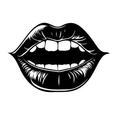 Dişleri Görünür Siyah ve Beyaz Ağızlı Resimler