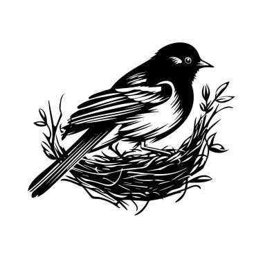 Zarif Yeşillik Tasarımlı Zarif Siyah Kuş Yuvası