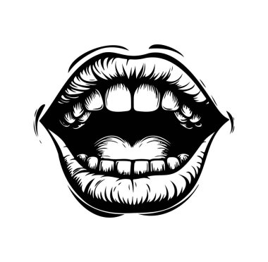 Açık Ağız ve Dudakların Cesur Sanatsal İllüstrasyonu