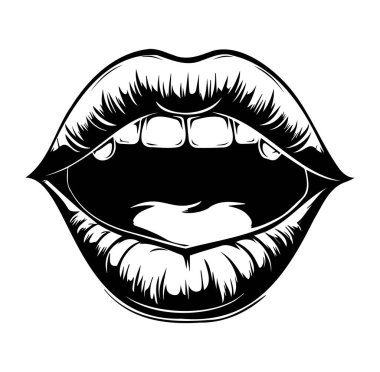 Ayrıntılı Dudaklar ve Diş Tasarımı ile Açık Ağız Çizimi