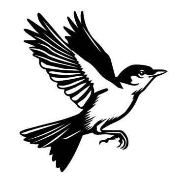 Genişletilmiş Kanatları ve Detayları Olan Şık Kuş Uçuyor