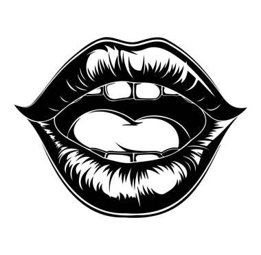 Dişleri ve Ağzı Olan Açık Dudakların Sanatsal İllüstrasyonu