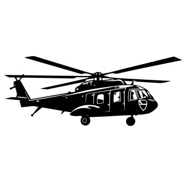 Helikopterin Siyah Silueti Beyaz Arkaplanda Uçuyor
