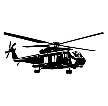 Havada pervaneli bir helikopterin siyah silueti.