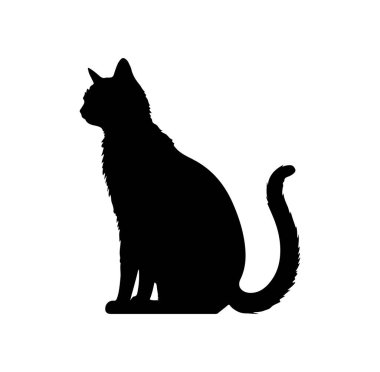 Beyaz Arkaplan Tasarımı Üzerine Zarif Siyah Kedi Silüeti