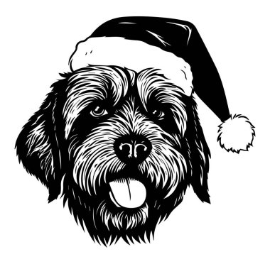 Tatil için Noel Baba Şapkası Giyen Sevimli Köpek