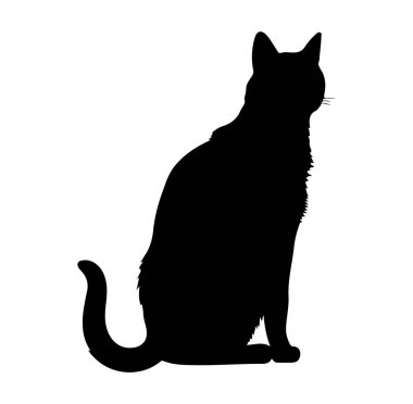 Beyaz Arkaplan 'a Karşı Ayakta Duran Kedi Silueti