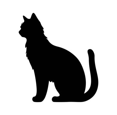 Beyaz Arkaplan Karşısında Oturan Bir Kedinin Silueti