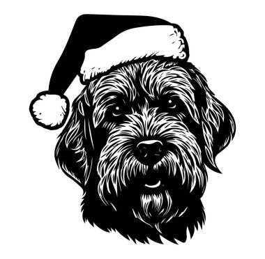 Noel Baba Şapkası Tasarımlı Şenlikli Köpek Portresi