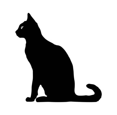 Tasarım için Siyah Kedi Siluetine Karşı Beyaz Arkaplan